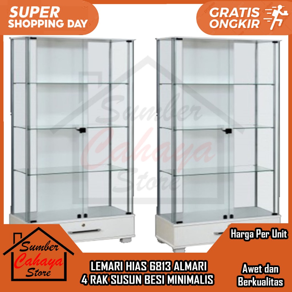 Lh 6813 Lemari Hias Penyimpanan Miniature Helm Piala Pajangan Alamari Menyimpan Barang Benda Aman Ra