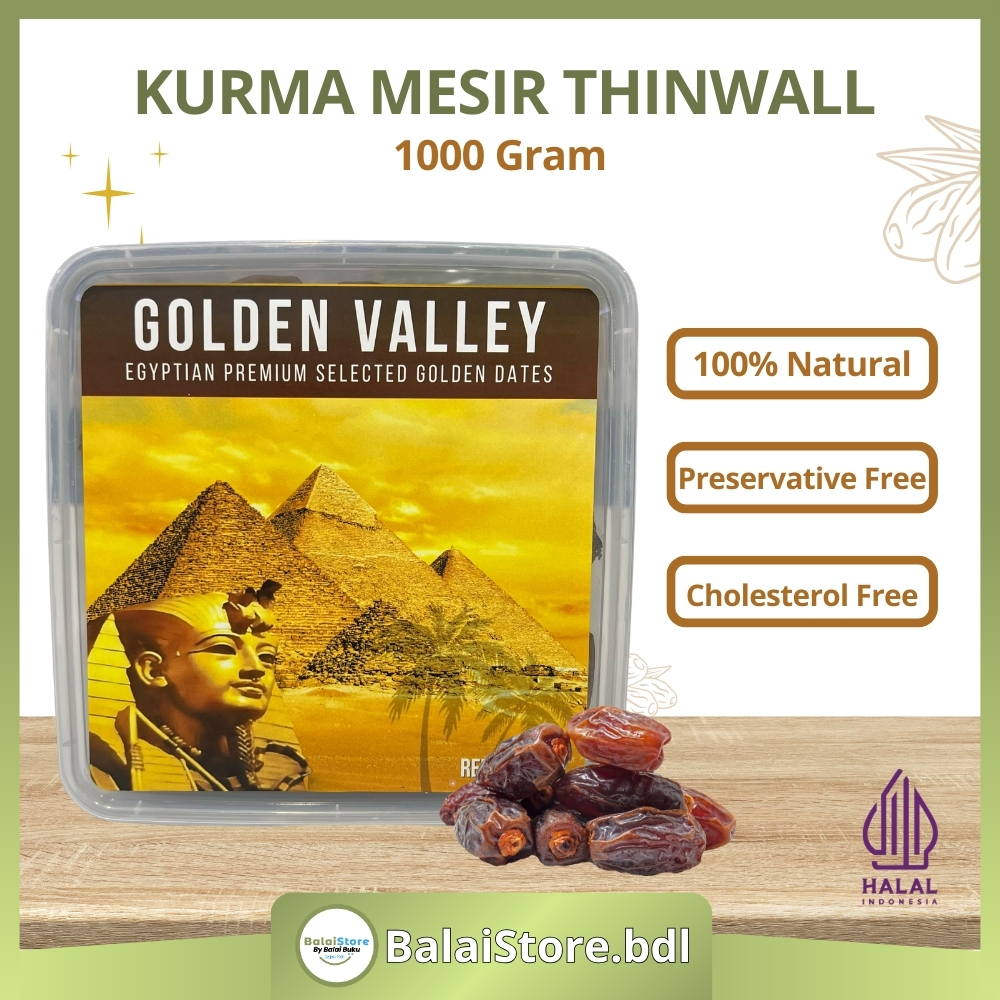 

Kurma Mesir Golden Valley Thinwall 1 kg Oleh Oleh Haji Umrah Kurma Madu Mesir Manis Lembut