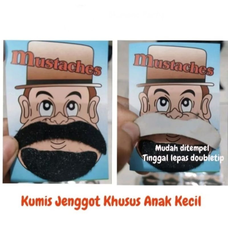 Mainan anak kumis palsu tempel set dengan jenggot lucu murah harga per set seperti gambar kumis jang