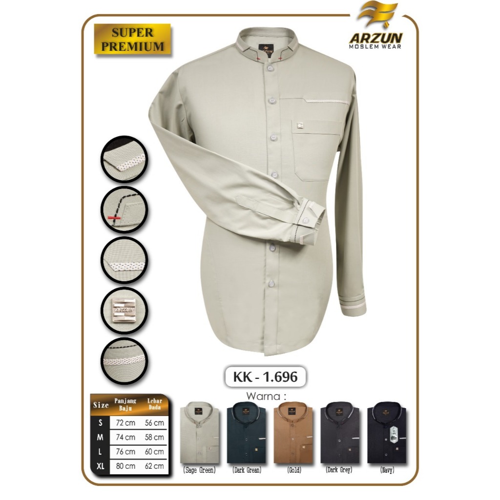ARZUN koko lengan panjang manset varian warna