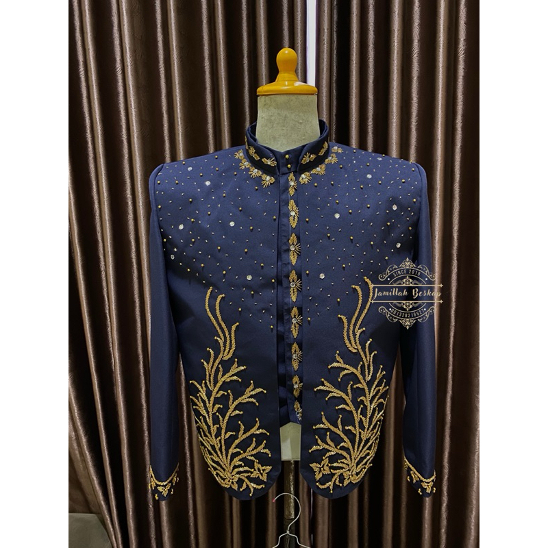 Beskap pengantin pria || Beakap solo jawa || Beskap pengantin navy || Beskap semiwoll navy || Beskap