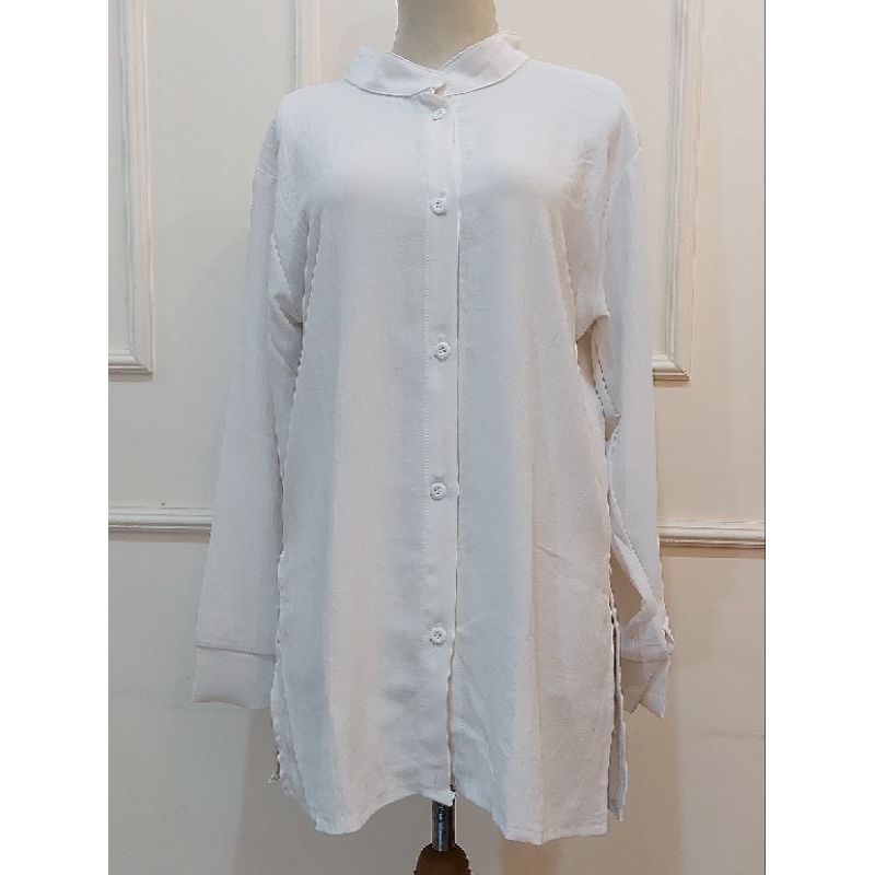 baju blouse tunik putih polos preloved