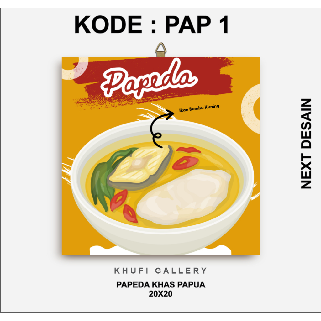 Hiasan didning dapur restoran rumah makan papeda khas papua