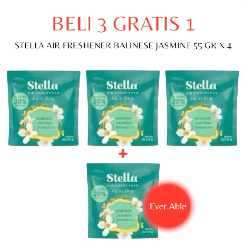 (BELI 3 GRATIS 1) STELLA AIR FRESHENER ALL IN ONE BALINESE JASMINE 55 GR X 4