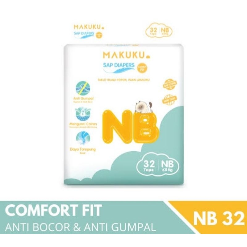 MAKUKU COMFORT NB32 TAPE / MAKUKU NB32 TAPE / MAKUKU Comfort Fit Pempers NB32 tape / MAKUKU Comfort 