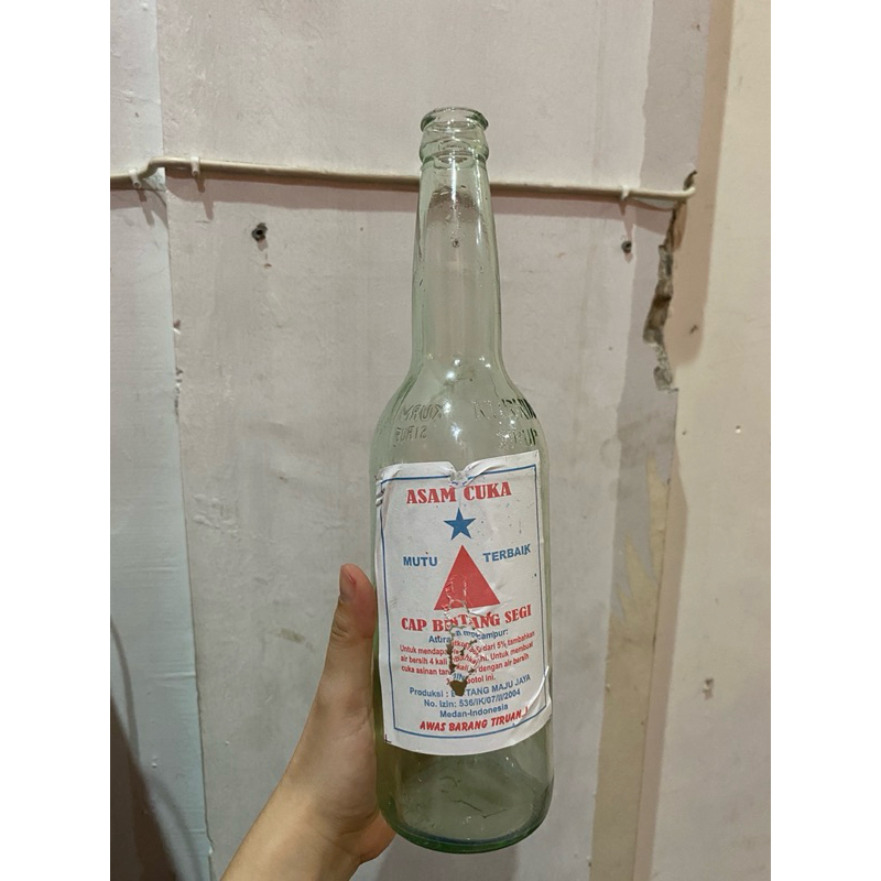 Botol Kaca Beling Bekas Kurnia Cuka + tutup karet merah