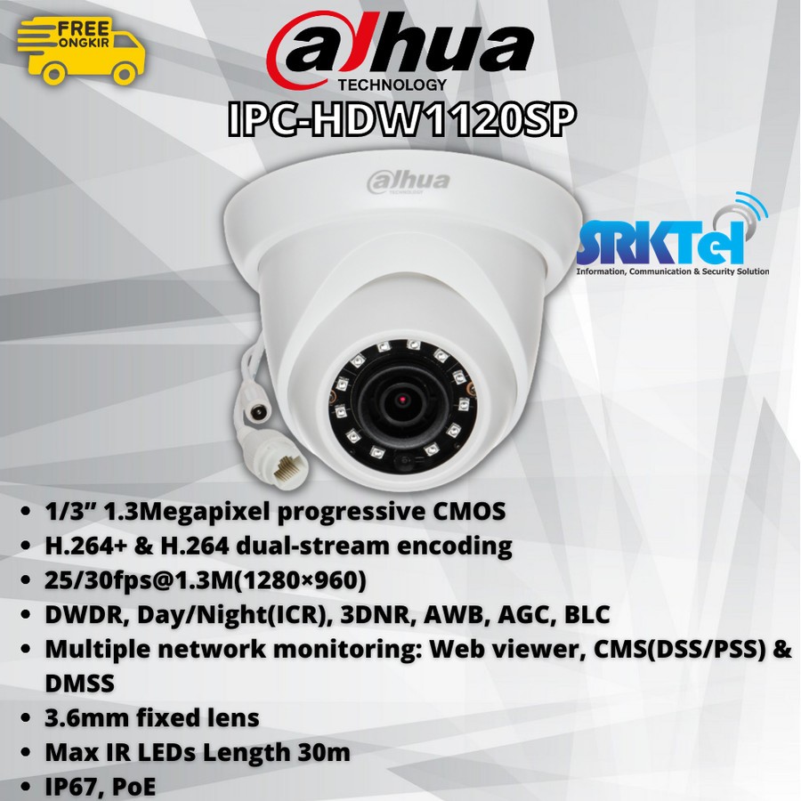 Dahua IPC-HDW1120SP Kamera IPCam 1.3 MP 960P Indoor Network Camera