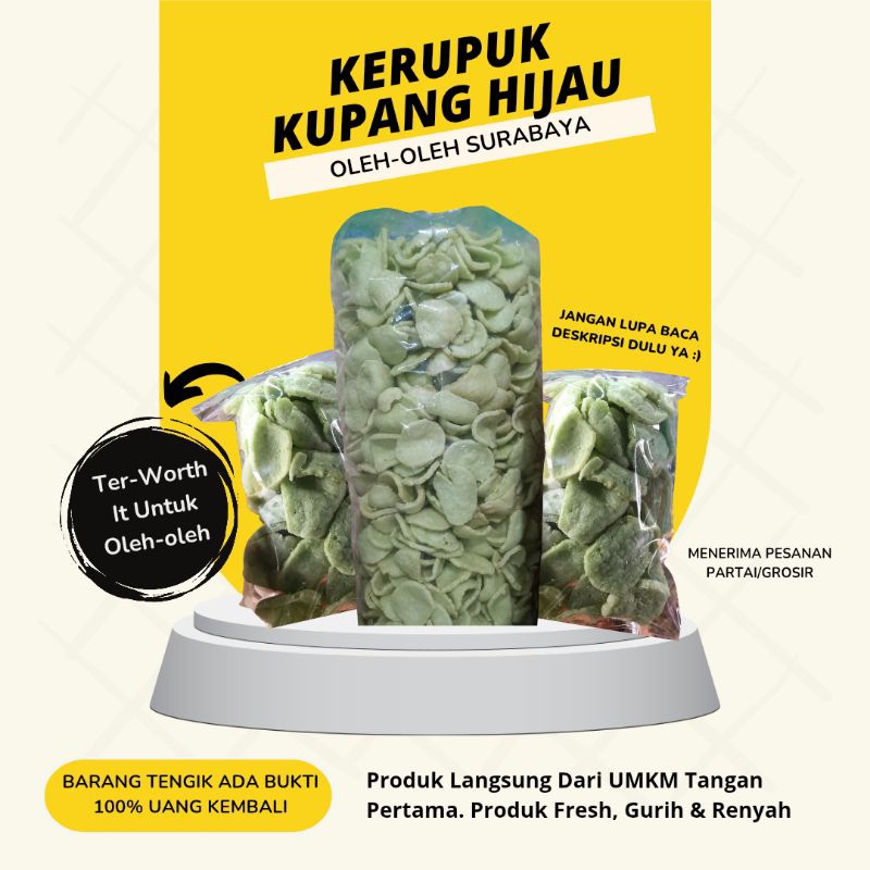 

Kerupuk Kupang Hijau 250 gram Khas Kenjeran Surabaya
