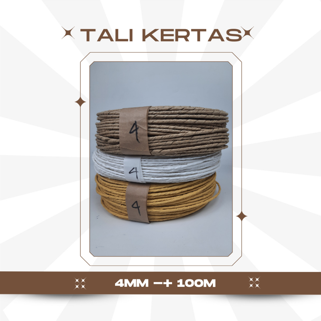 

Tali kertas 4mm panjang -+ 100 meter tali samson tali paperbag tali kertas kerajinan tangan tali undangan