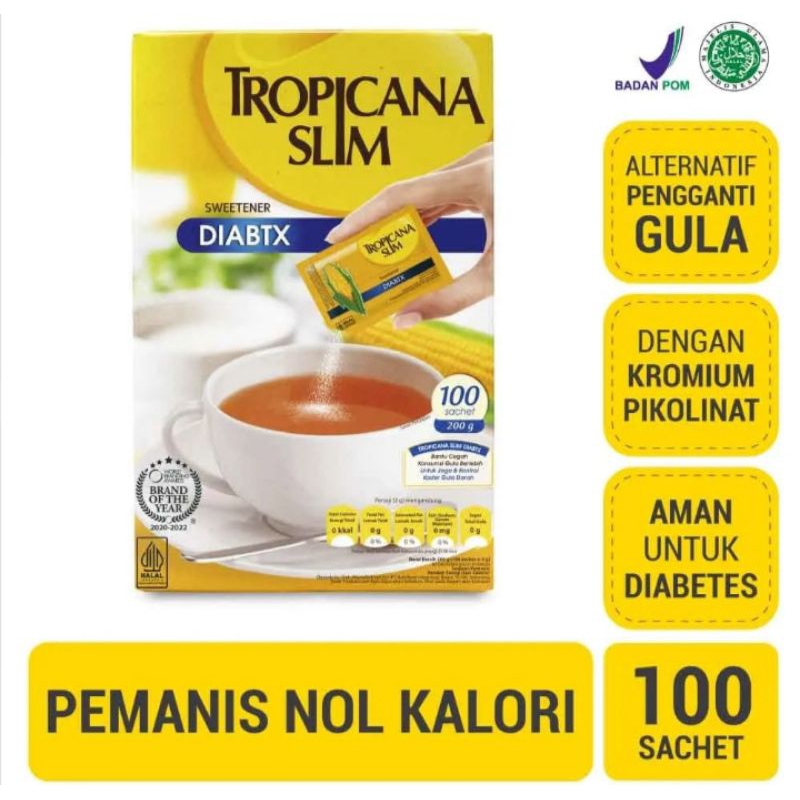 

Tropicana Slim Sweetener Diabtx 100 Sachet - Pemanis untuk Diabetesi