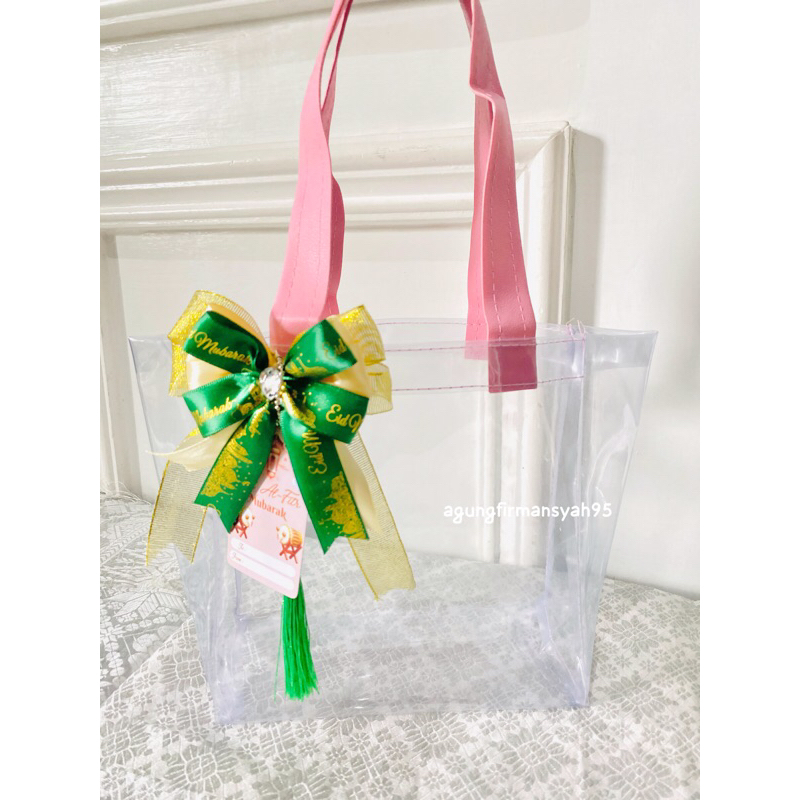 Tas mika hampers / tas mika / tas hampers /transparan/ pouch masker / tas idul fitri