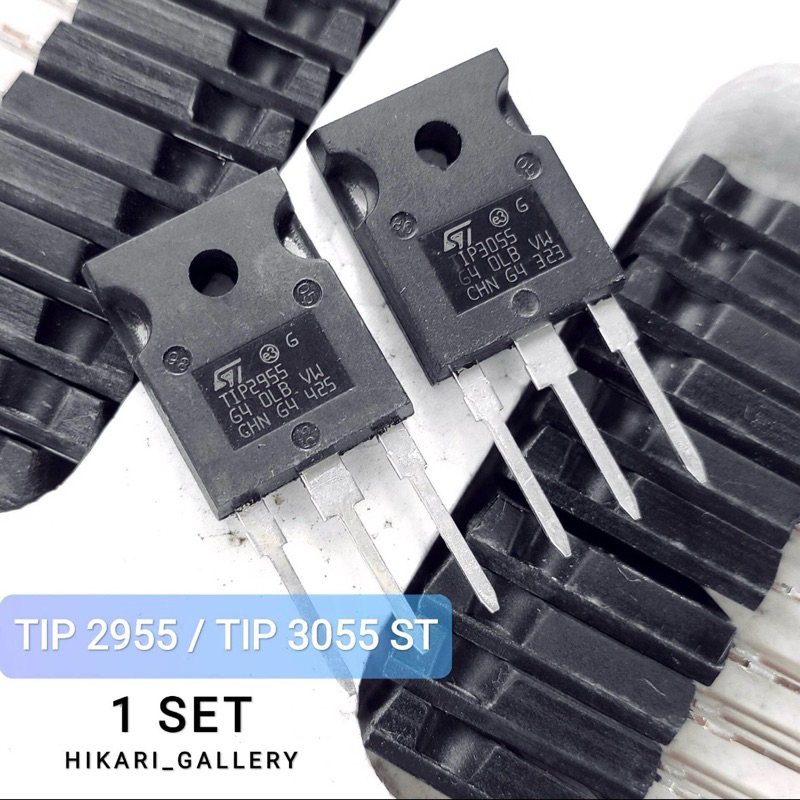 [1 SET] TIP2955 TIP3055 ST / Transistor TIP 2955 dan TIP 3055 ST / 1 SET TIP2955/TIP3055 ST / 2955 3
