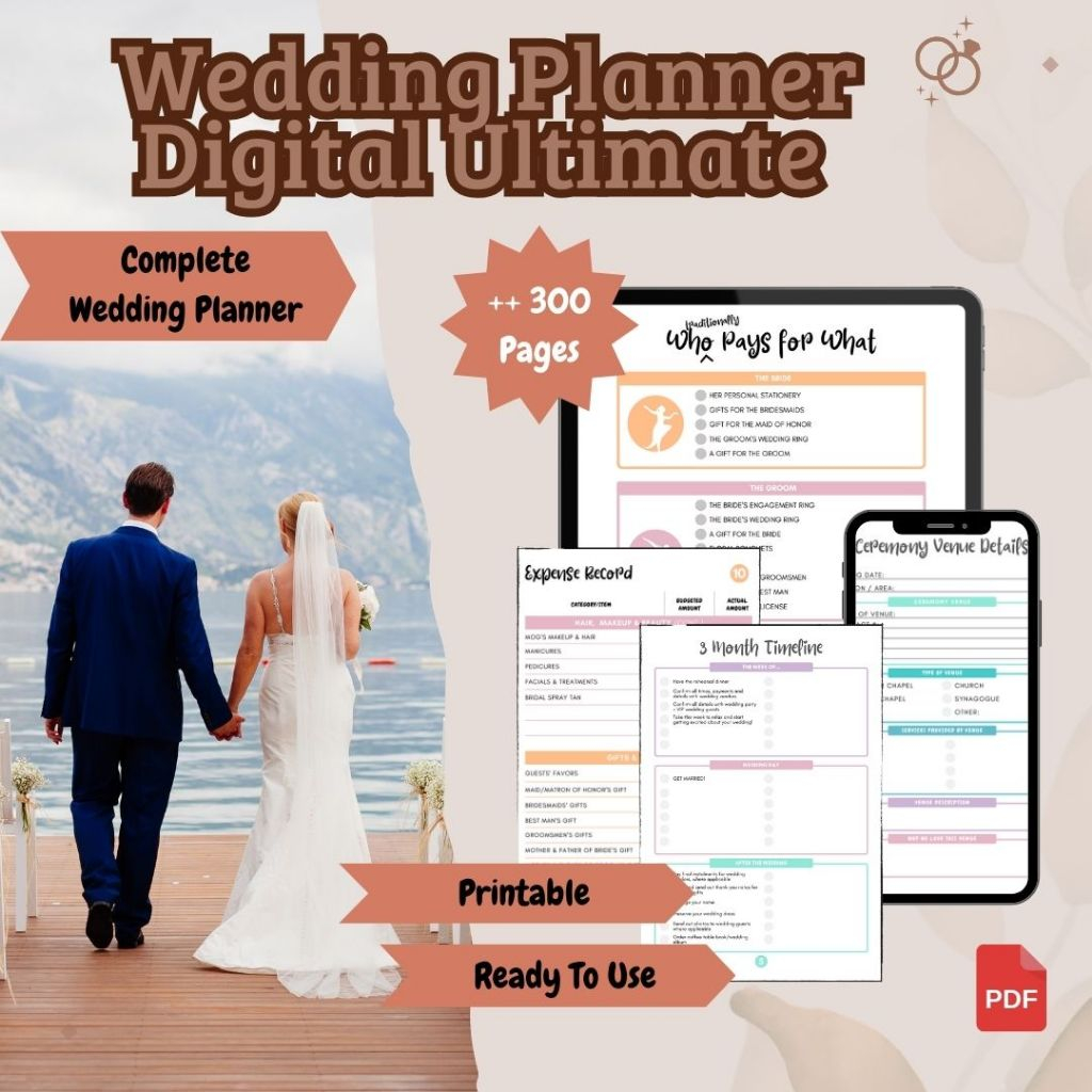 

Wedding Planner Digital Ultimate Complete edition 300 Pages Journal Printable Digital download