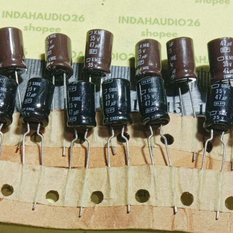 renceng BP 47uf 35v  d8x13mm elko kapasitor bipolar bp elco capacitor penganti np nonpolar nonpolar 