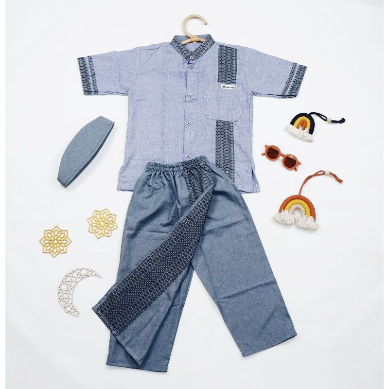 setelan koko anak kurta bahan katun aliva 2 mix katun#madina