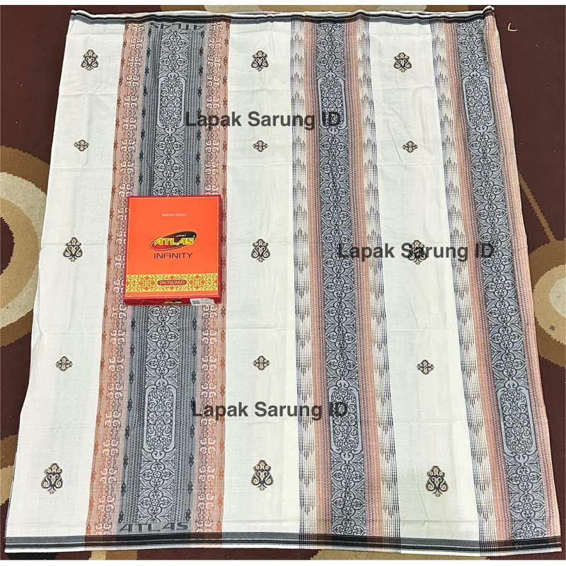 Sarung ATLAS Infinity Jacquard Warna Putih Coklat 01