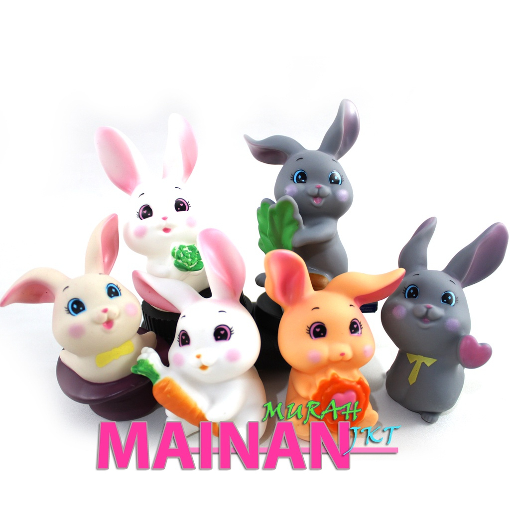 KELINCI FIGURE HIASAN KUE ISI 6 KELINCI CIT CIT BERBUNYI KELINCI TAMAN