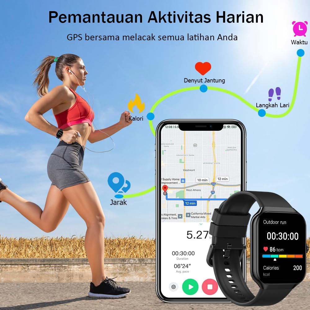 bestpromo aokeyo smartwatch sport 116 plus tahan air bluetooth smart watch pelacak kebugaran gelang
