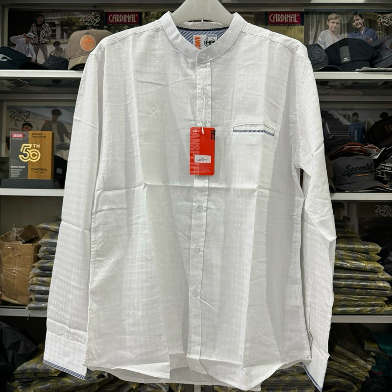 Baju Koko Hanspeter Putih Lengan Panjang Original / Kemeja Koko Hanspeter Kualitas Cardinal