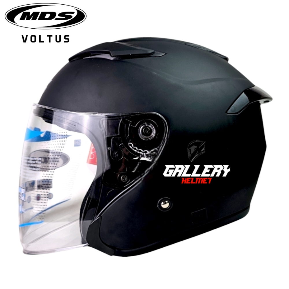Helm Mds Voltus Solid BLACK DOFF | Helm Half Face Single Visor Suport Intercom / Model Kyt Kyoto