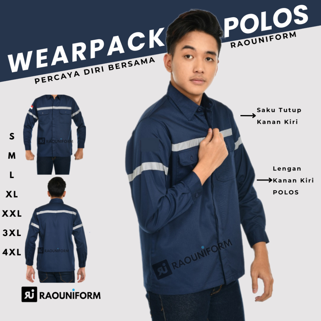 Kemeja Wearpack Lengan Panjang/Baju Kerja Proyek Lengan Panjang/Wearpack Custom Bordir/Baju Kerja