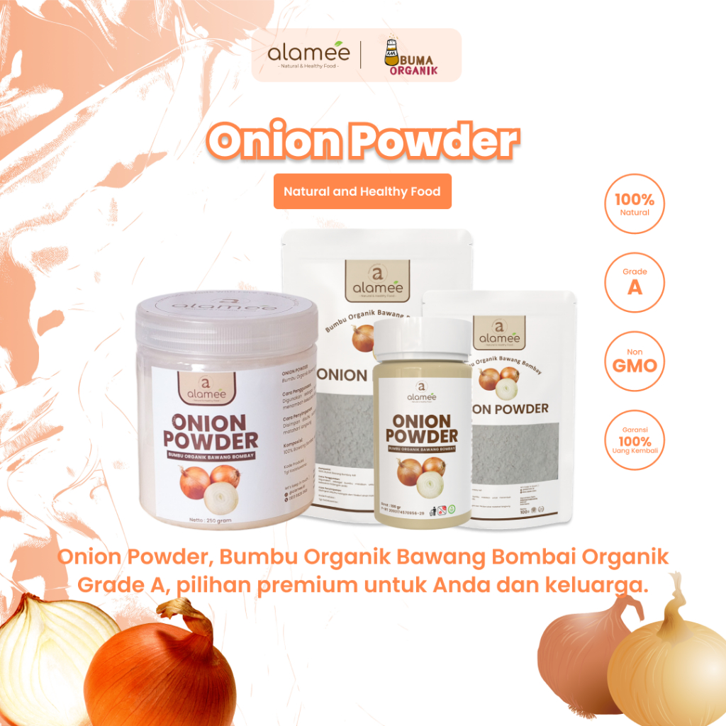 

Bawang Bombay Bubuk Onion Powder Ground Spice Bumbu Bombai Dapur Organik Campuran 50gram 100gram