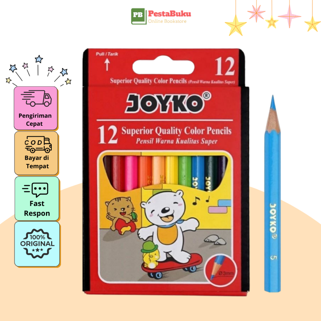 

Pensil Warna Pendek 12 Warna -Joyko