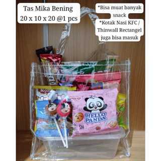 

HARGA 1 PCS - TAS MIKA BENING / TAS MIKA HAMPERS / TAS MIKA BENING TRANSPARAN SOUVENIR ULANG TAHUN / TAS MIKA BENING TRANSPARANT UNTUK HAMPERS