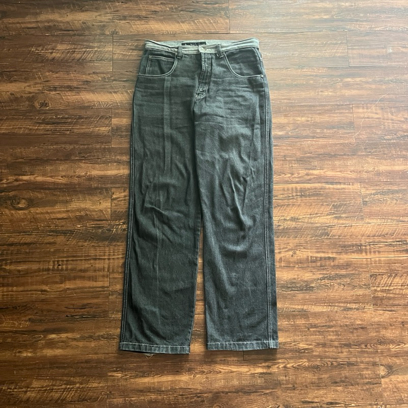 SEAN JOHN - Y2K Dark Gray Raw Denim Baggy Fit Stretch Size 34 - 36