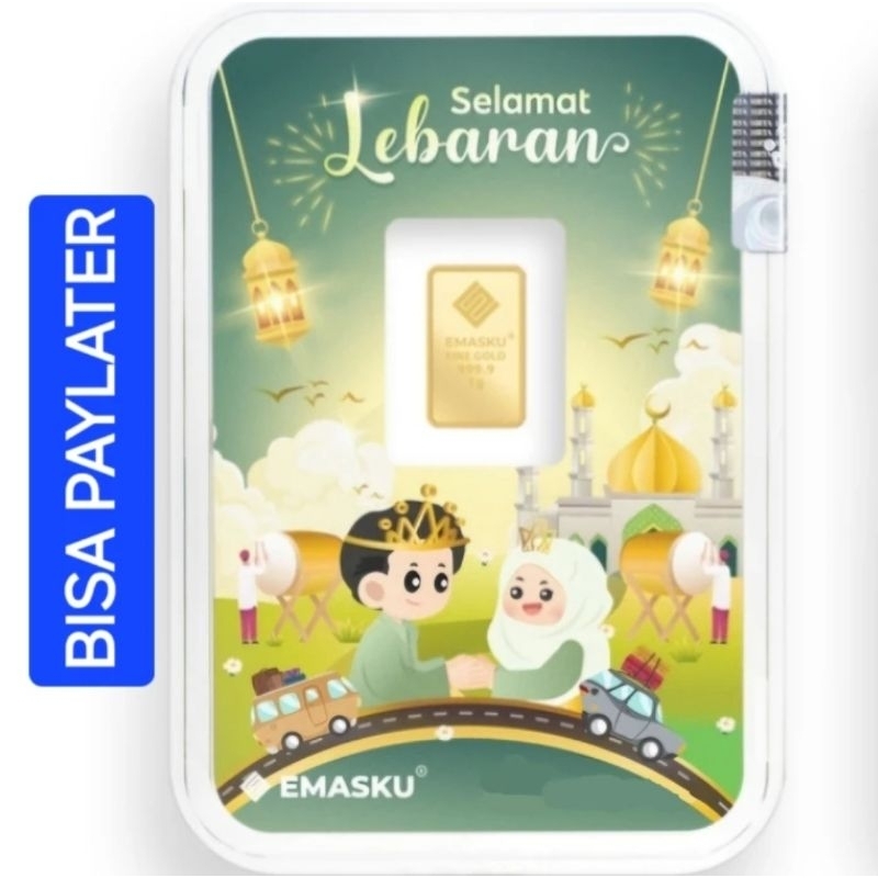 EMAS 1 GRAM LOGAM MULIA SATU GR KADO HADIAH LEBARAN HAMPERS UCAPAN SELAMAT IDUL FITRI MURNI 999.9 AS