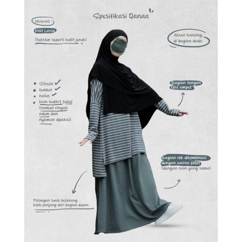 TUNIK QANAA SALUR MOMS BY KHUMAIRA SYAR'I| TUNIK ROK  | TUNIK ROK SYAR'I