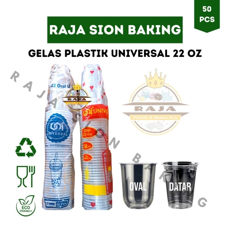 Cup Gelas Universal 22 oz / Cup Gelas Oval 22 oz / Gelas Plastik Datar / Gelas Plastik Oval