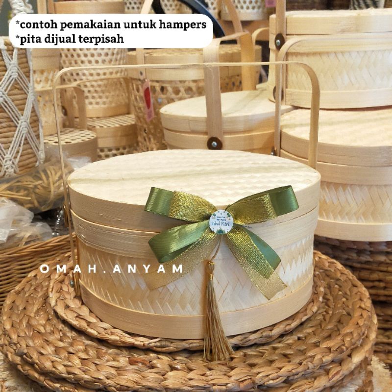 Tas hampers lebaran | keranjang hampers | Tas souvenir | Keranjang Bambu handle premium