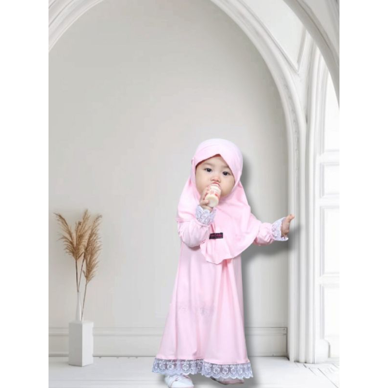 gamis anak khalisa bahan jersey zoya dress bayi free jilbab