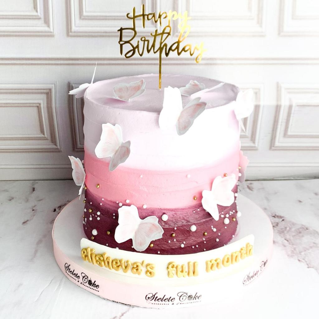 

Kue Ulang Tahun/Birthday Cake/Kue Ultah Tema Pink Butterfly/Kue Kupu-Kupu