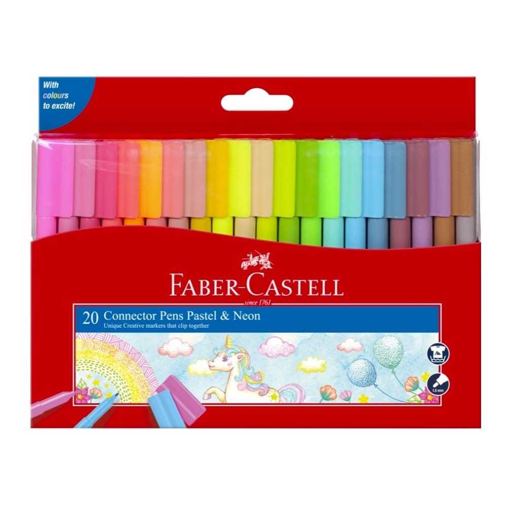 

Faber Castell Connector Pen Set 20 Neon Pastel Colour / Spidol Warna Pastel Faber Castell