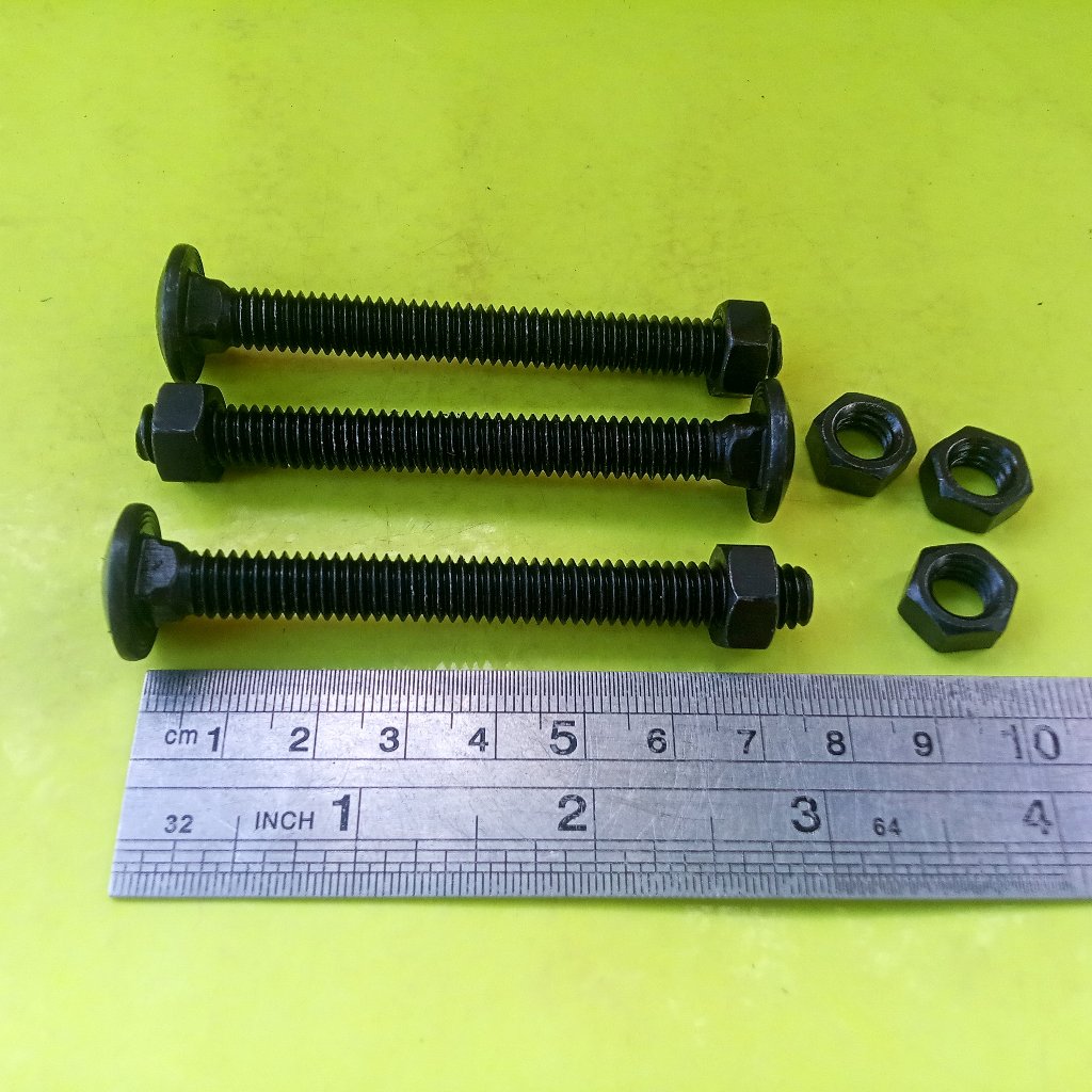 BAUT MUR CB 3/8 x 3" INCHI / BAUT M10 PANJANG 7.5CM / BAUT 14  KUNCI 14 HITAM BAUT PAYUNG BUMPER CAR