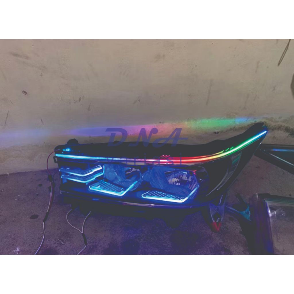 Slim L Double Frame DRL Lampu Headlamp Mobil Running Sein LED RGB Lampu Depan Mobil Innova Reborn G
