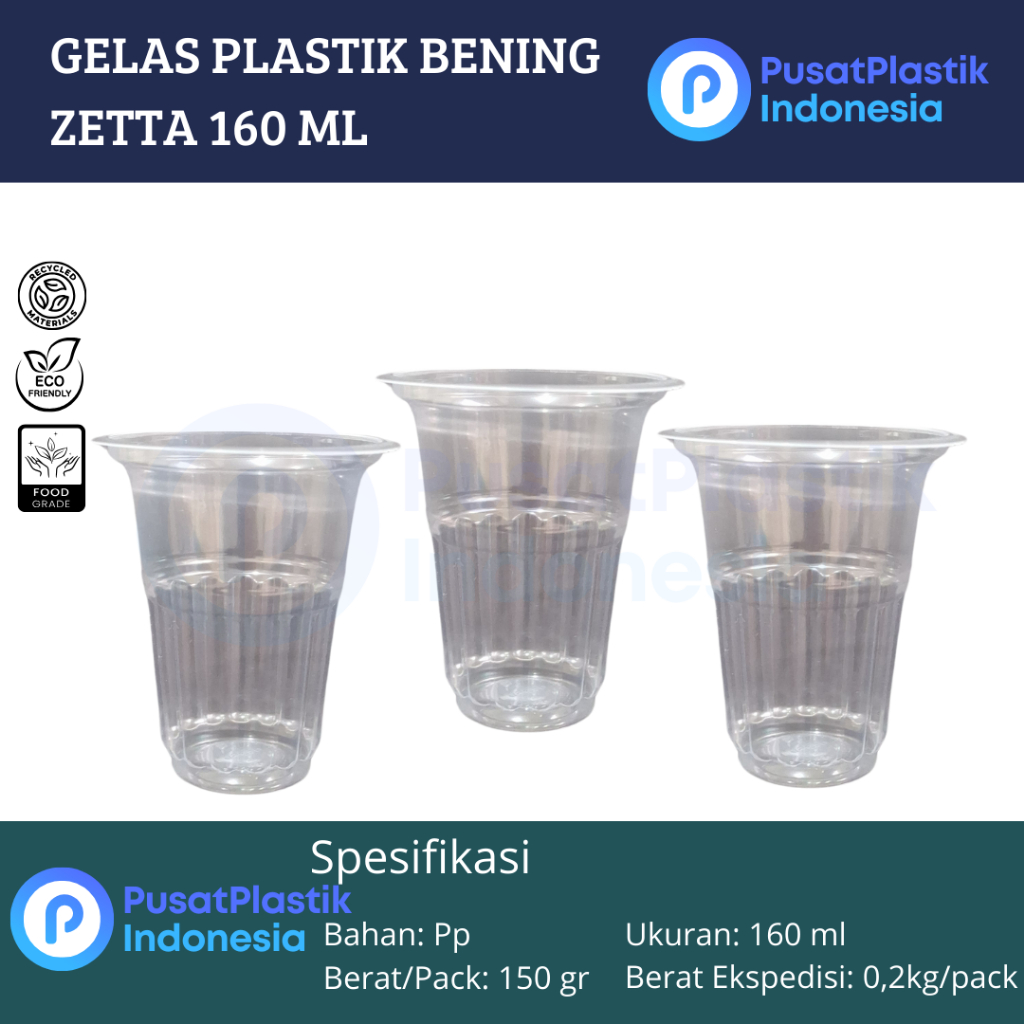 Gelas Plastik Bening Zetta 160ml | Gelas Bening Plastik