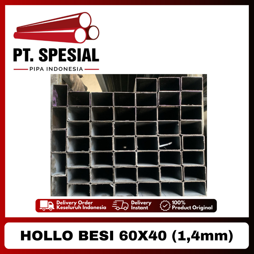 Besi Hollo 6x4 / Hollow Hitam / Hollo Besi 60x40 Tebal 1.4mm - 07