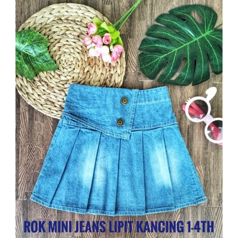 Rok Mini Jeans Anak 1-7th/Rok Mini Jeans Snow Wash/Rok Mini Jeans Rempel Anak usia 1-7th
