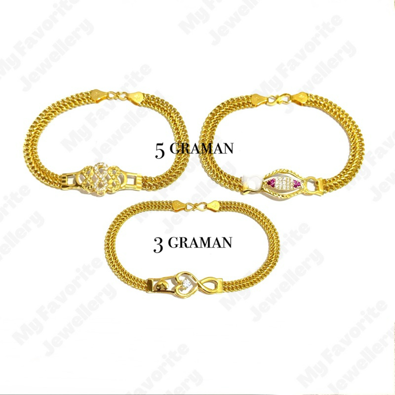 Gelang Holo Papan Permata Emas Asli Kadar 875 20K