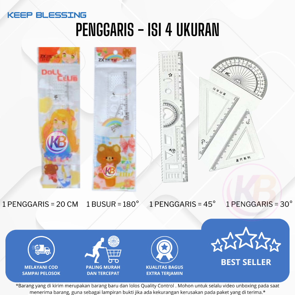 

Penggaris Set / Ruller / Penggaris 20cm / Fashion Ruller 4in1 / Cod / Duta Gemilang