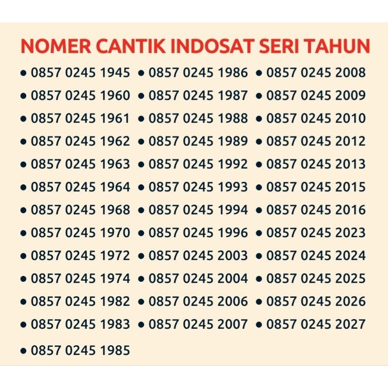 NOMER CANTIK IM3 SERI TAHUN INDOSAT..