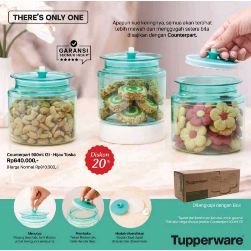 Tupperware Counterpart 900ml Ecer 1pcs. Toples Kristal Tosca