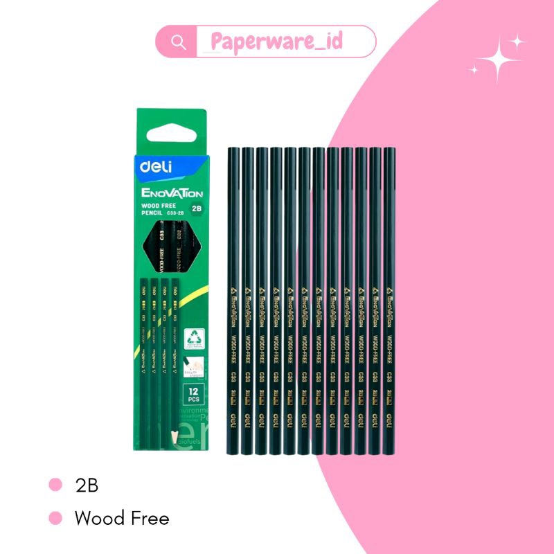 

12 pcs deli pencil 2b / wood free pencil 2b / pencil 2b deli