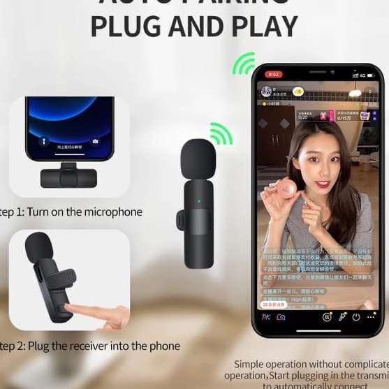Gratis K8 Microphone Mic Clip On Youtuber Wireless UsbMic Youtuber bluetooth