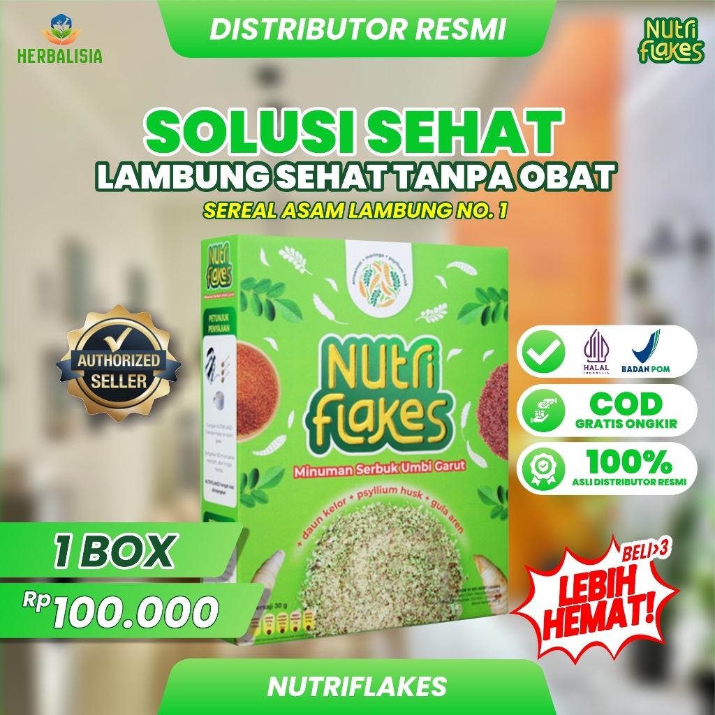 

Nutriflakes Original Sereal Umbi Garut Solusi Atasi Asam Lambung Magh Gerd, Suplemen Makanan Diet