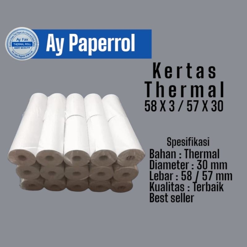

KERTAS KASIR STRUK THERMAL EDC BLUETOOTH 57 X 30 ISI 10 PCS