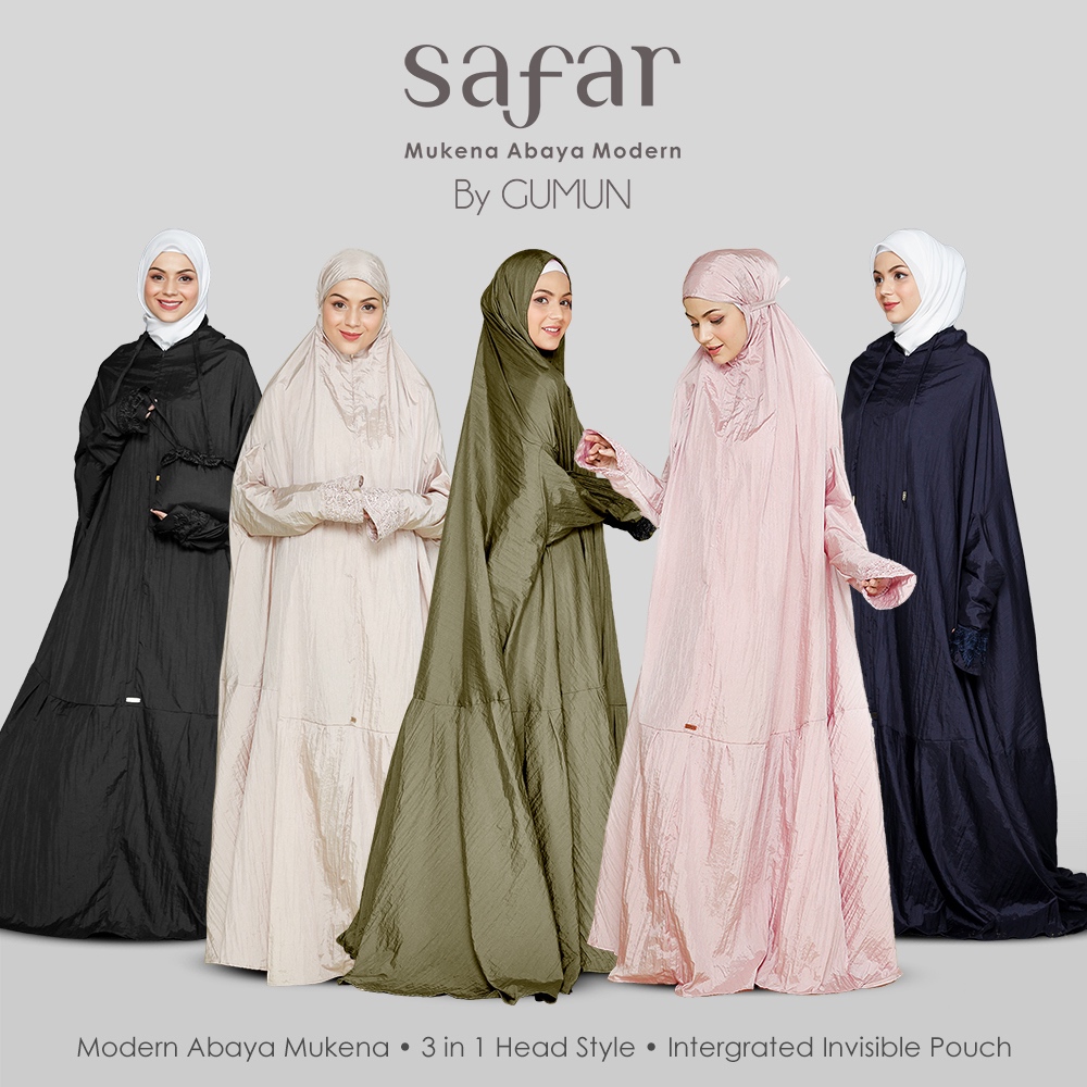 (Khusus PO) Mukena Dewasa - Mukena Safar by Gumun, Mukena Travel, Mukena Abaya Modern, Mukena Terusa